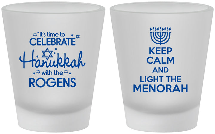Custom Hanukkah Frosted Shot Glasses - Menorah | 270013