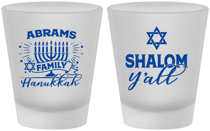 Custom Hanukkah Frosted Shot Glasses - Shalom | 270014