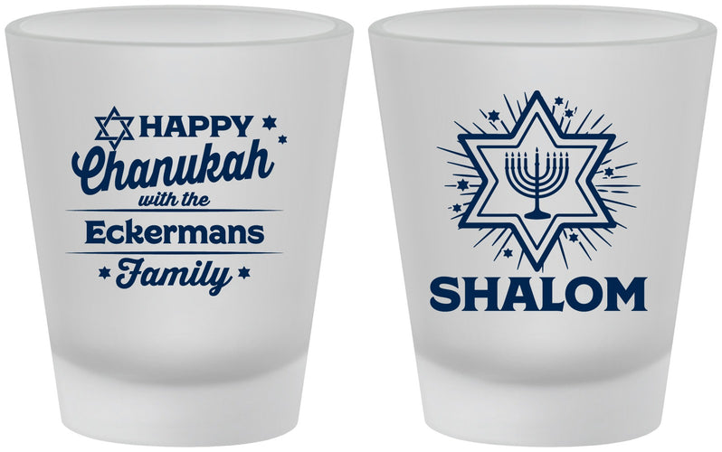 Custom Hanukkah Frosted Shot Glasses - Shalom | 270015