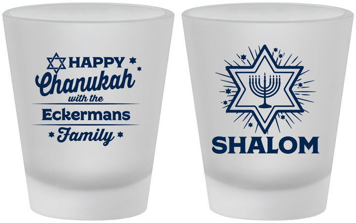 Custom Hanukkah Frosted Shot Glasses - Shalom | 270015