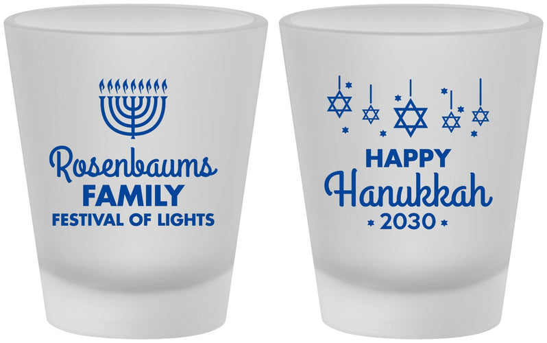 Custom Hanukkah Frosted Shot Glasses - Menorah | 270016