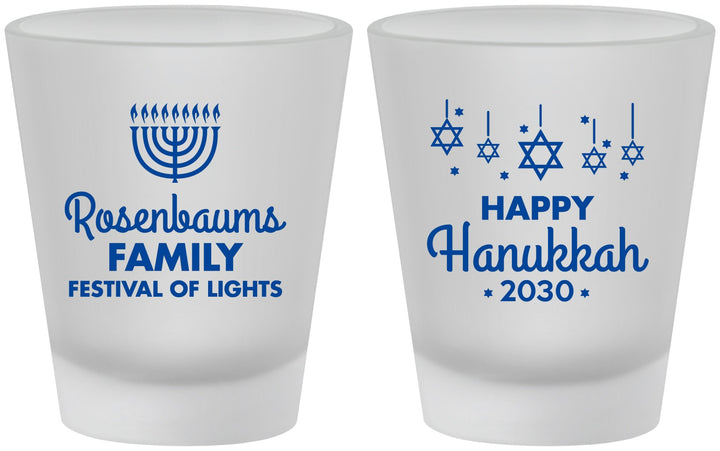 Custom Hanukkah Frosted Shot Glasses - Menorah | 270016