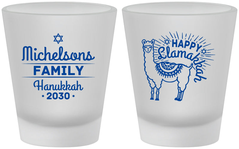 Custom Hanukkah Frosted Shot Glasses - Llamakkah | 270017