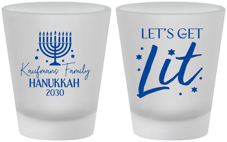 Custom Hanukkah Frosted Shot Glasses - Lets Get Lit | 270020