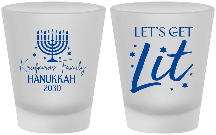 Custom Hanukkah Frosted Shot Glasses - Lets Get Lit | 270020