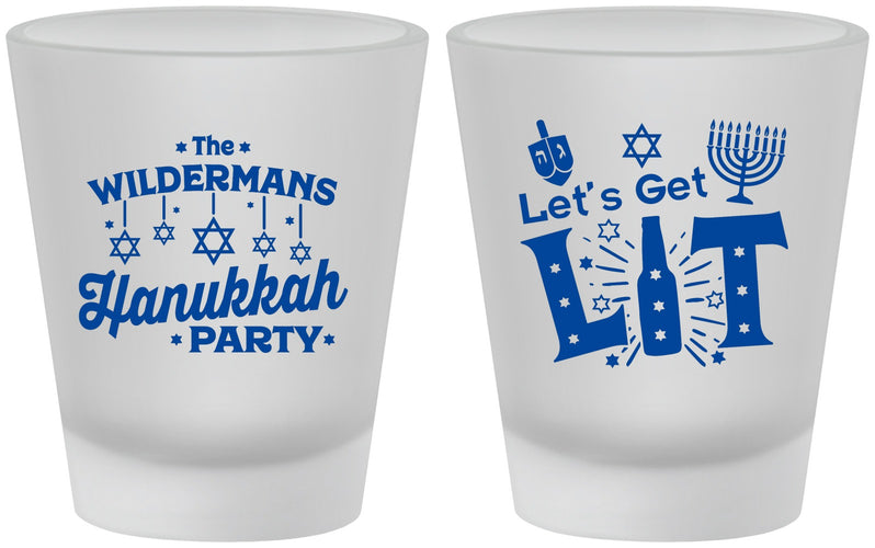 Custom Hanukkah Frosted Shot Glasses - Lets Get Lit | 270022