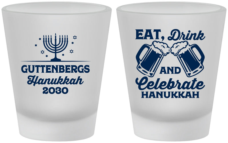 Custom Hanukkah Frosted Shot Glasses - Menorah | 270023