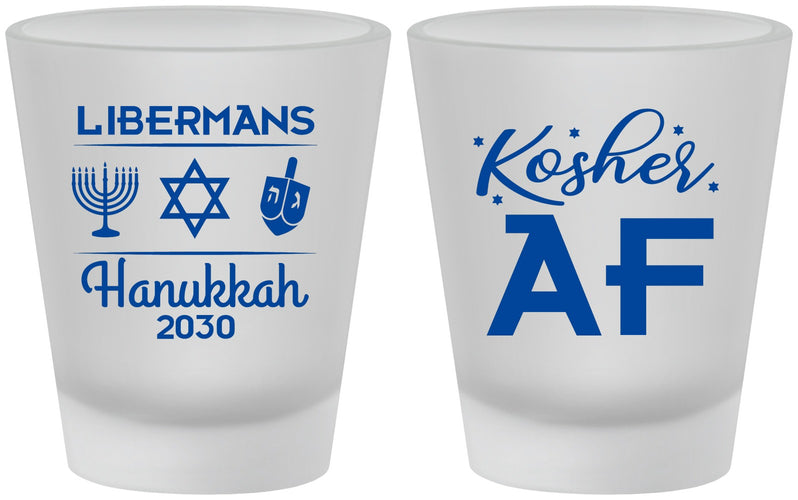 Custom Hanukkah Frosted Shot Glasses - Menorah Dreidel | 270024