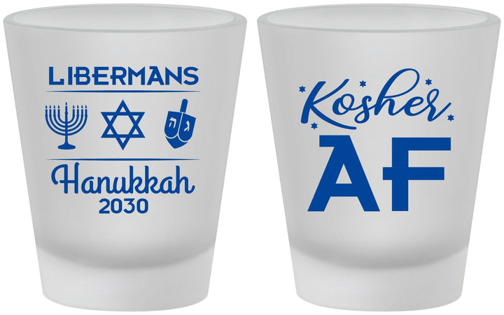 Custom Hanukkah Frosted Shot Glasses - Menorah Dreidel | 270024