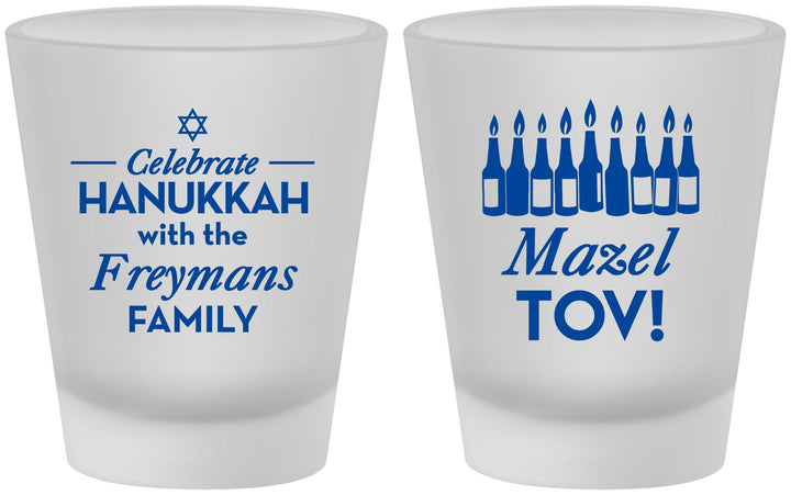 Custom Hanukkah Frosted Shot Glasses - Mazel Tov | 270025