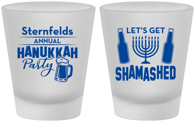 Custom Hanukkah Frosted Shot Glasses - Menorah | 270026