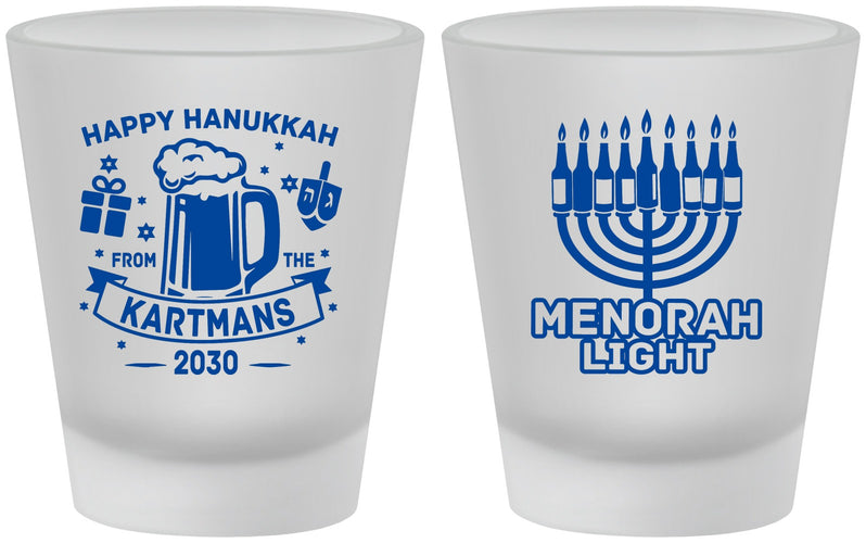 Custom Hanukkah Frosted Shot Glasses - Menorah | 270028
