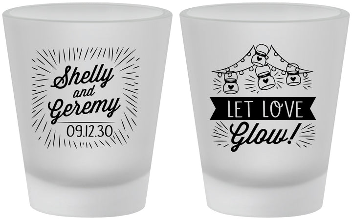 Custom Wedding Frosted Shot Glasses - Let Love Glow | 273