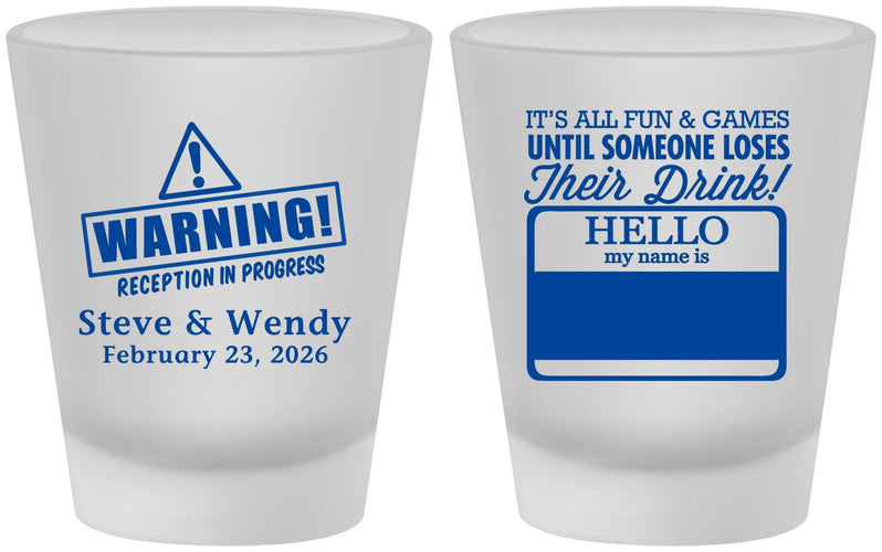 Custom Wedding Frosted Shot Glasses - Hello My Name Is | 280