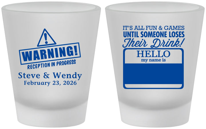 Custom Wedding Frosted Shot Glasses - Hello My Name Is | 280