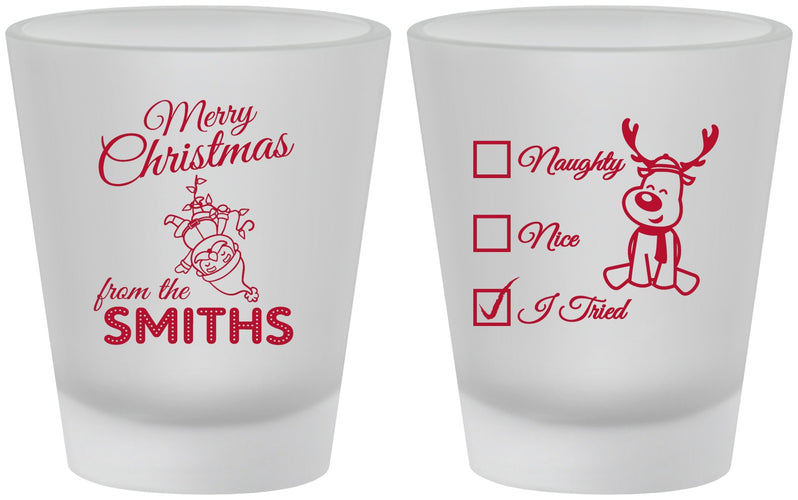 Custom Christmas Frosted Shot Glasses - Naughty Or Nice | 280004