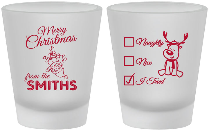 Custom Christmas Frosted Shot Glasses - Naughty Or Nice | 280004
