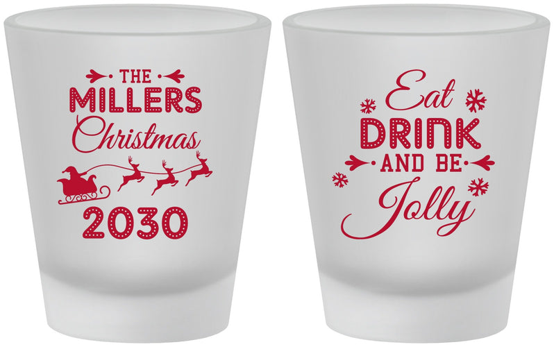Custom Christmas Frosted Shot Glasses - Eat Drink And Be Jolly | 280010