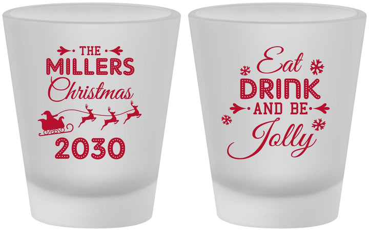 Custom Christmas Frosted Shot Glasses - Eat Drink And Be Jolly | 280010