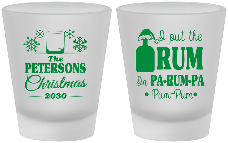 Custom Christmas Frosted Shot Glasses - Pa Rum Pa | 280013