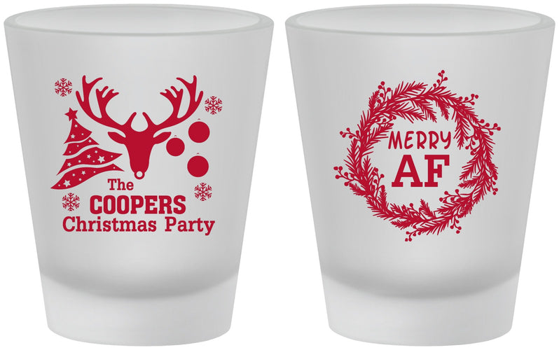 Custom Christmas Frosted Shot Glasses - Merry Af | 280014