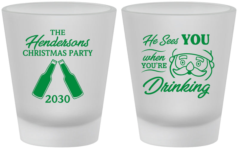 Custom Christmas Frosted Shot Glasses - Santa | 280015