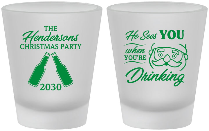 Custom Christmas Frosted Shot Glasses - Santa | 280015