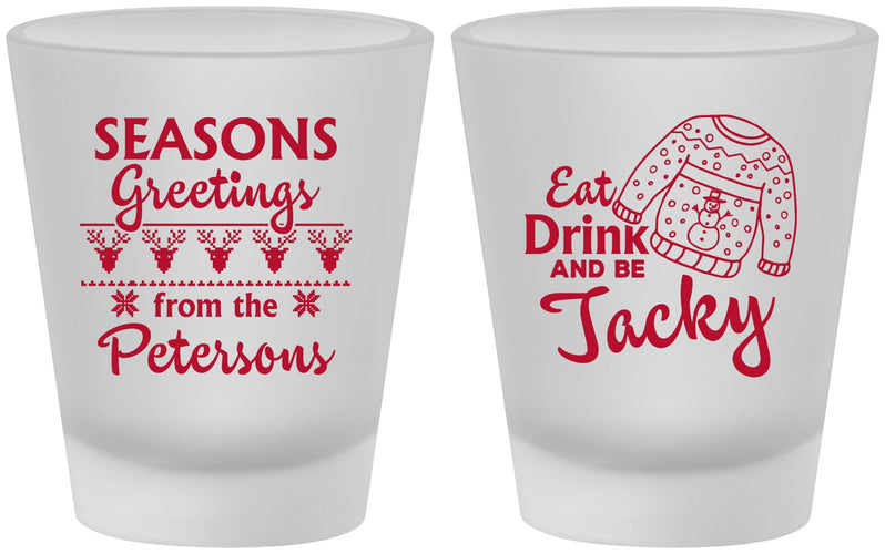 Custom Christmas Frosted Shot Glasses - Eat Drink Be Jacky | 280016