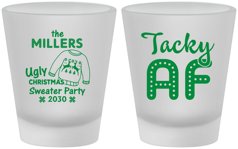 Custom Christmas Frosted Shot Glasses - Tacky Af | 280017