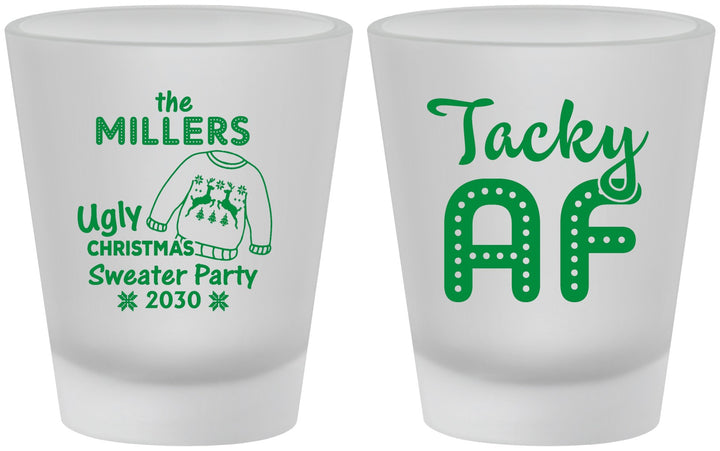 Custom Christmas Frosted Shot Glasses - Tacky Af | 280017