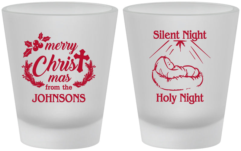 Custom Christmas Frosted Shot Glasses - Silent Night Holy Night | 280018