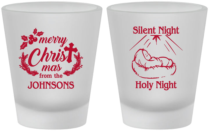 Custom Christmas Frosted Shot Glasses - Silent Night Holy Night | 280018