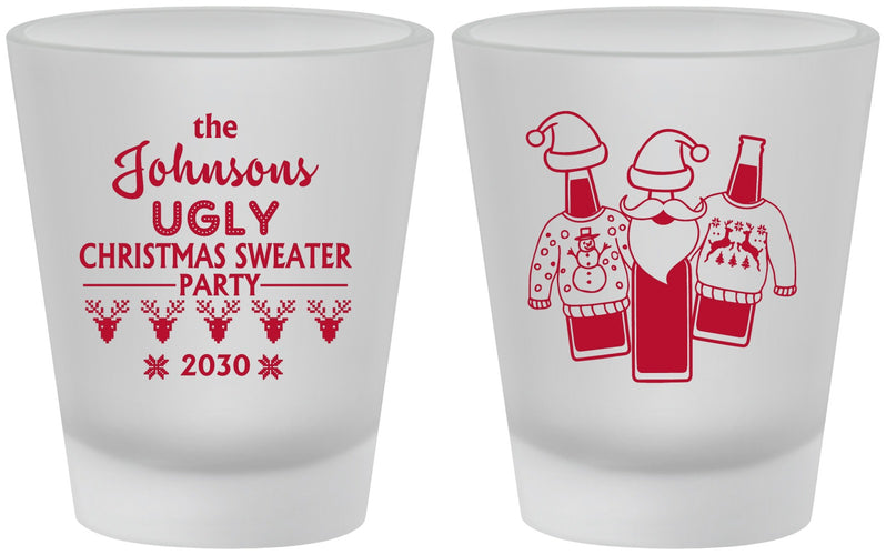Custom Christmas Frosted Shot Glasses - Ugly Sweater | 280022