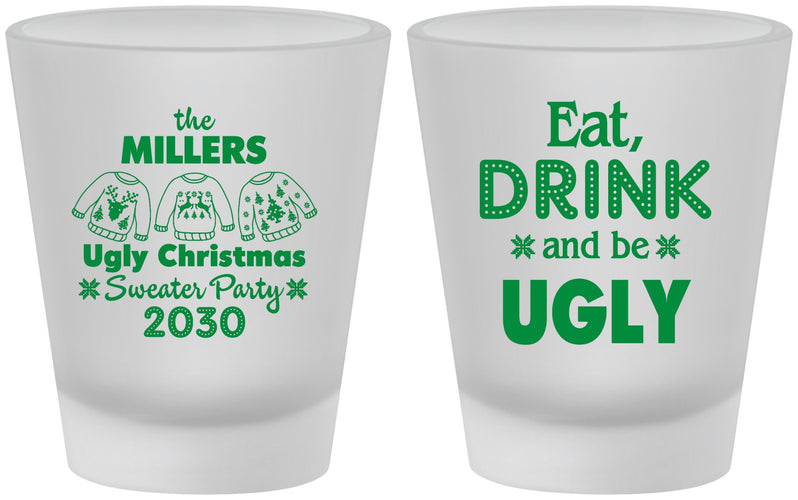 Custom Christmas Frosted Shot Glasses - Ugly Sweater | 280023
