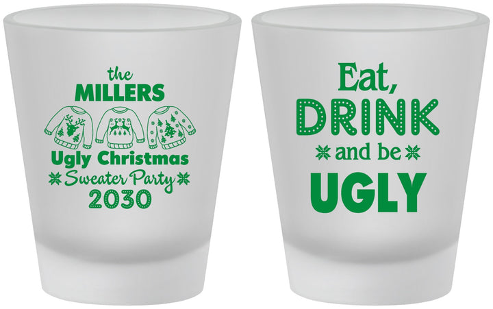 Custom Christmas Frosted Shot Glasses - Ugly Sweater | 280023