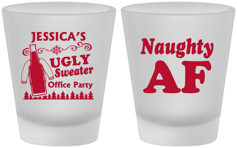 Custom Christmas Frosted Shot Glasses - Eat Drink Be Ugly | 280024