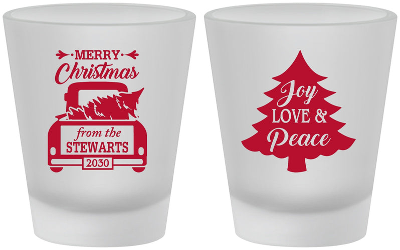 Custom Christmas Frosted Shot Glasses - Christmas Tree | 280026