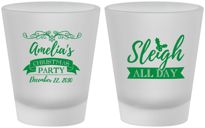 Custom Christmas Frosted Shot Glasses - Sleigh All Day | 280031
