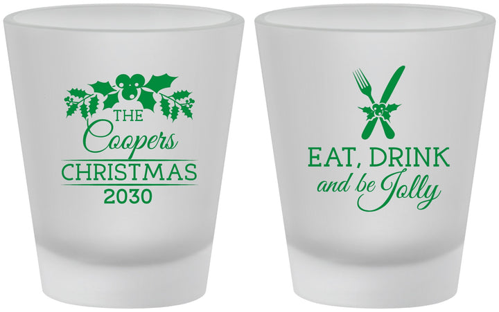 Custom Christmas Frosted Shot Glasses - Eat Drink And Be Jolly | 280033