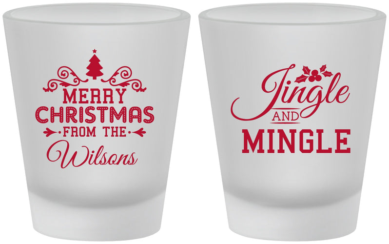 Custom Christmas Frosted Shot Glasses - Jingle And Mingle | 280034