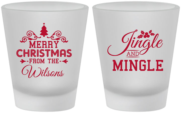 Custom Christmas Frosted Shot Glasses - Jingle And Mingle | 280034