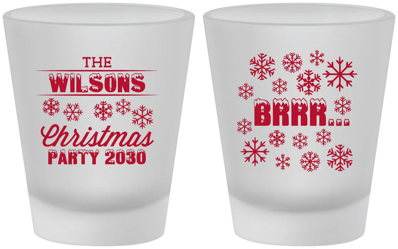 Custom Christmas Frosted Shot Glasses - Snowflakes | 280042
