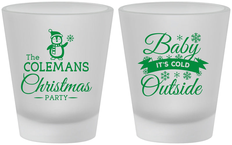 Custom Christmas Frosted Shot Glasses - Cold Outside | 280043