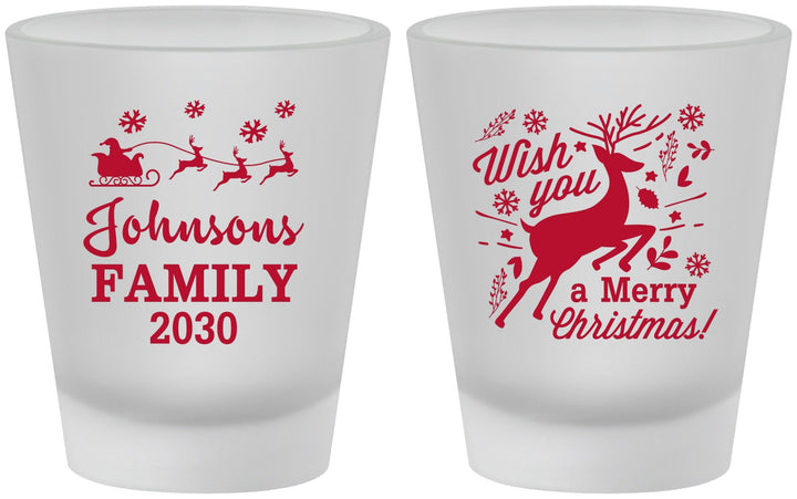 Custom Christmas Frosted Shot Glasses - Reindeer | 280044