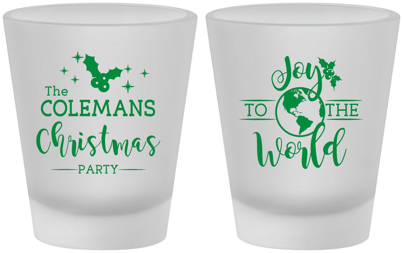 Custom Christmas Frosted Shot Glasses - Joy To The World | 280045