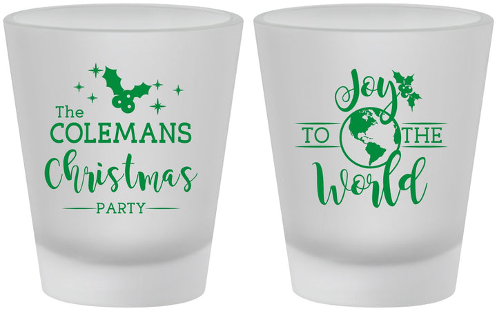Custom Christmas Frosted Shot Glasses - Joy To The World | 280045