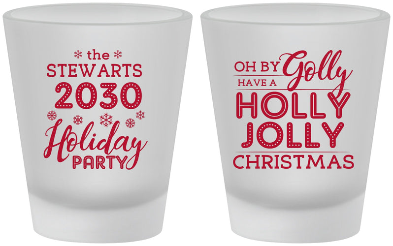 Custom Christmas Frosted Shot Glasses - Holly Jolly | 280046