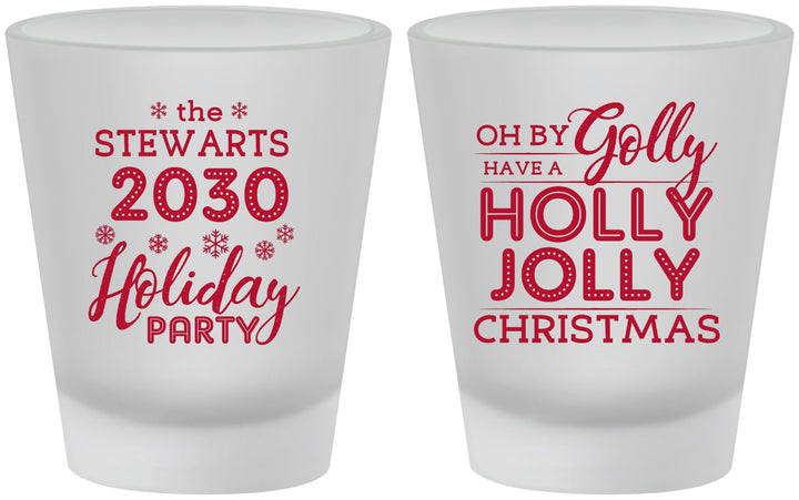 Custom Christmas Frosted Shot Glasses - Holly Jolly | 280046