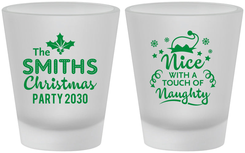 Custom Christmas Frosted Shot Glasses - Touch Of Naughty | 280049