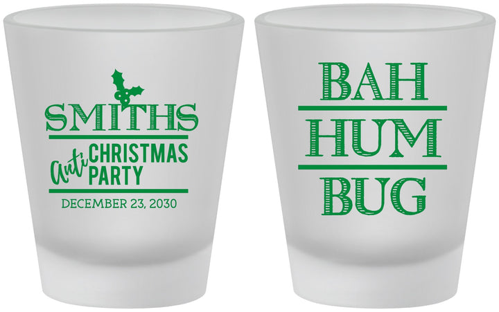 Custom Christmas Frosted Shot Glasses - Bah Hum Bug | 280057